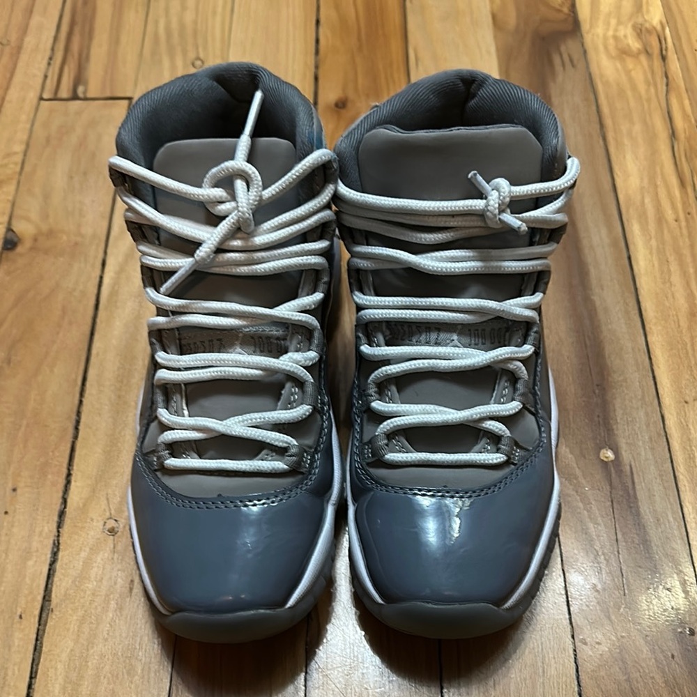 Gray and White High-Top Sneakers with Padded Ankle Support